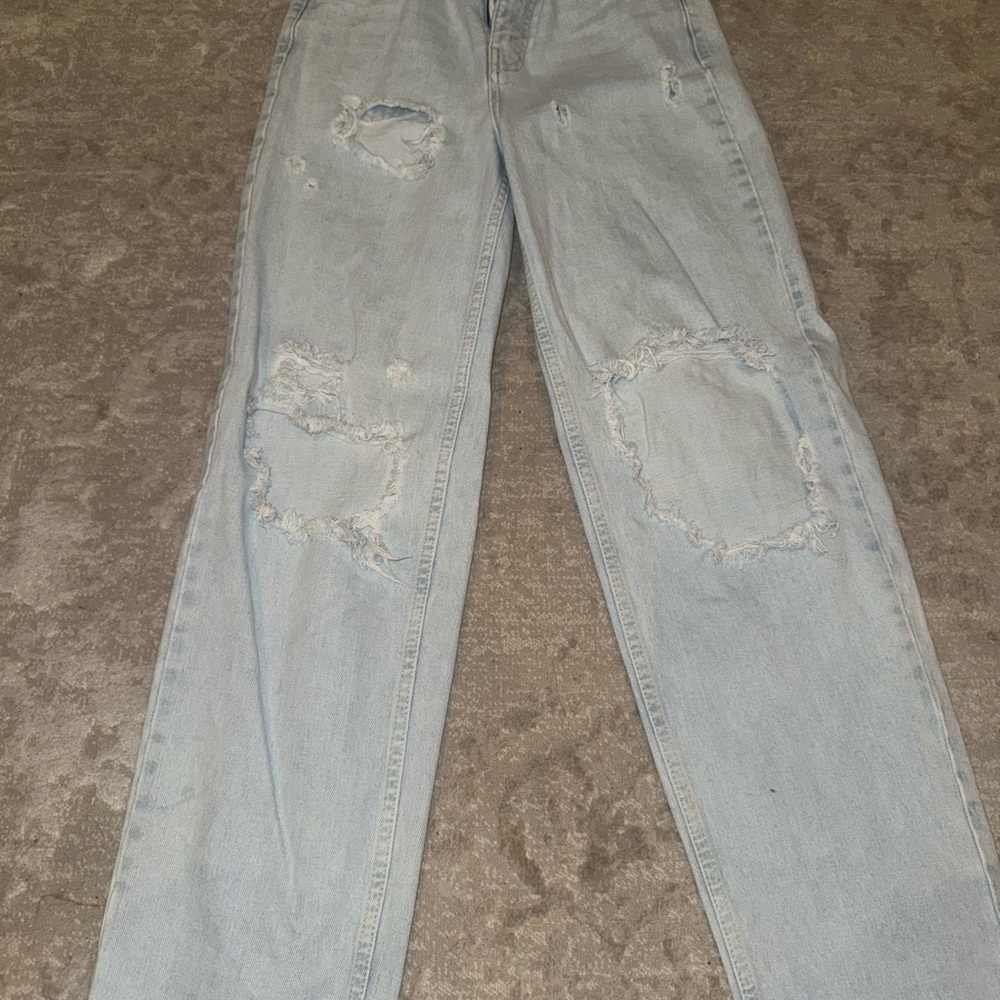 BDG Blue Straight Leg Distressed Jeans